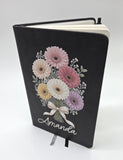 Personalized Floral Journal for Her, Custom Name Gerbera Daisy Notebook,  Vegan Leather A5 Lined Journal