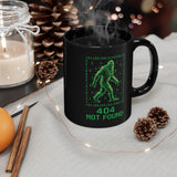 404 Not Found Bigfoot, Mug | Black Coffee Cup with Binary Sasquatch Design