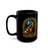 Good Vibes Bigfoot Illustration Mug | Black Ceramic Coffee Mug