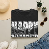 Happy Camper T-Shirt | Mountain Graphic Camping Tee, Outdoor Adventure Shirt & Nature Lover Gift