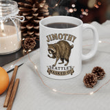 Jimothy Seattle's Masked-Ot Raccoon Mug, Funny Raccoon Coffee Cup, Trash Panda Humor Gift, Pacific Northwest Souvenir, Quirky Mascot Mug