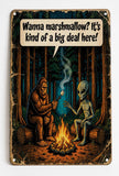 Bigfoot Aliens Funny Metal Sign, Quirky Sasquatch Garage and Den Decor (8x12 inches) UV Printed