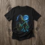 Bigfoot Moon T-Shirt — Neon Sasquatch Graphic Tee