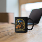 Good Vibes Bigfoot Illustration Mug | Black Ceramic Coffee Mug