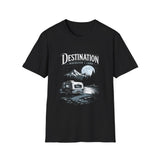 Destination Wherever I Land T-Shirt | Camper Mountains Moon Design