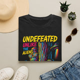 Undefeated Bigfoot T-Shirt - Retro 80s Vintage Style Neon Alien Sasquatch Graphic Shirt - Funny Hide and Seek Champion