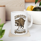 Jimothy Seattle's Masked-Ot Raccoon Mug, Funny Raccoon Coffee Cup, Trash Panda Humor Gift, Pacific Northwest Souvenir, Quirky Mascot Mug
