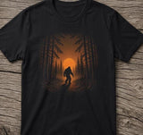 Bigfoot Silhouette Sunset Forest Graphic, Vintage Sasquatch Nature Graphic, Autumn Forest Cryptid