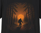 Bigfoot Silhouette Sunset Forest Graphic, Vintage Sasquatch Nature Graphic, Autumn Forest Cryptid