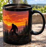 Bigfoot Coffee Mug, Sasquatch Sunset Scenic Ceramic Cup, Outdoor Nature Lover Gift, Cryptid Forest Hiking Mug, Camping Coffee Cup