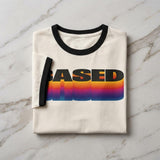Based T-Shirt, 70s Aesthetic Graphic Tee, Vintage Style Sunset Striped Shirt