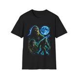 Bigfoot Moon T-Shirt — Neon Sasquatch Graphic Tee