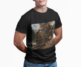 Bigfoot Riding Train Shirt, Vintage Locomotive Sasquatch T-Shirt, Funny Cryptozoology Graphic Tee, Outdoor Adventure Gift for Him