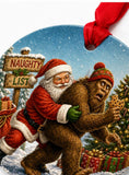 Funny Bigfoot Santa Ornament, Eating Santa's Cookies Christmas Gift, Sasquatch Holiday Decoration, Double-Sided, Textured