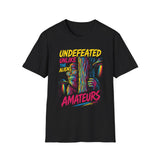 Undefeated Bigfoot T-Shirt - Retro 80s Vintage Style Neon Alien Sasquatch Graphic Shirt - Funny Hide and Seek Champion