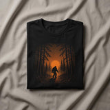 Bigfoot Silhouette Sunset Forest Graphic, Vintage Sasquatch Nature Graphic, Autumn Forest Cryptid