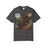 Bigfoot Riding Train Shirt, Vintage Locomotive Sasquatch T-Shirt, Funny Cryptozoology Graphic Tee, Outdoor Adventure Gift for Him