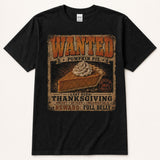 Wanted Pumpkin Pie Shirt, Vintage Style Western Thanksgiving Tee, Funny Fall Bootleg Graphic T-Shirt