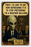 Bigfoot Aliens Funny Metal Sign, Quirky Sasquatch Garage and Den Decor (8x12 inches) UV Printed