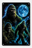 Bigfoot Aliens Funny Metal Sign, Quirky Sasquatch Garage and Den Decor (8x12 inches) UV Printed