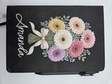 Personalized Floral Journal for Her, Custom Name Gerbera Daisy Notebook,  Vegan Leather A5 Lined Journal
