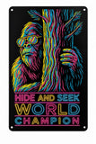 Bigfoot Aliens Funny Metal Sign, Quirky Sasquatch Garage and Den Decor (8x12 inches) UV Printed