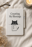 Funny Cat Journal, Counting My Blessings Notebook, Cat Lover Gift, Gratitude Journal, Lined Notebook