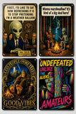 Bigfoot Aliens Funny Metal Sign, Quirky Sasquatch Garage and Den Decor (8x12 inches) UV Printed