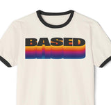 Based T-Shirt, 70s Aesthetic Graphic Tee, Vintage Style Sunset Striped Shirt
