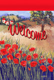 Poppy Garden Flag, From Original Painting, Art Outdoor Decor, Welcome Garden Sign, Summer Floral Decor, Tuscan Vibe