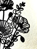 Modern Poppy Mason Jar Wall Art, Lightweight Metal Look 3D Printed, Botanical Sign