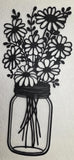Modern Daisy Mason Jar Wall Art, Lightweight 3D Printed Botanical Sign Metal Look