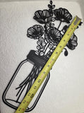 Modern Poppy Mason Jar Wall Art, Lightweight Metal Look 3D Printed, Botanical Sign