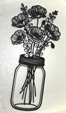 Modern Poppy Mason Jar Wall Art, Lightweight Metal Look 3D Printed, Botanical Sign