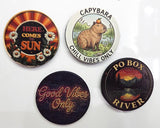 Retro Sarcastic Fridge Magnets | Coffee, Bigfoot, Alien Decor (Textured)