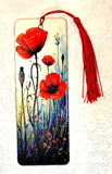 Textured Double-Sided Bookmark with Tassel | Mushroom, Highland Cow, Gothic Skulls, Cute Cats, Poppies, Floral Gift