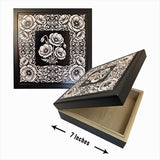 Keepsake Box, Memory Box, Textured Poppy, Black White, Botanical Jewelry Storage (7x7 Inch)
