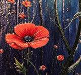 Keepsake Box, Memory Box  Rustic Poppies Textured Art Trinket Jewelry Storage (7x7x2.75)