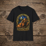 Retro Funnt Bigfoot tshirt, Good Vibes Sasquatch Graphic Tee, Camping Shirt, Humorous Less People More Trees Shirt