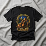 Retro Funnt Bigfoot tshirt, Good Vibes Sasquatch Graphic Tee, Camping Shirt, Humorous Less People More Trees Shirt
