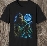 Retro Funny Bigfoot Moon TShirt — Neon Sasquatch Graphic 90's, Bigfoot Photo