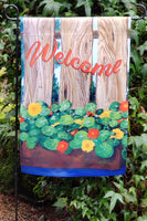 Garden Fence Nasturtiums Flag Yard Art from Painting by Rosie Wylder