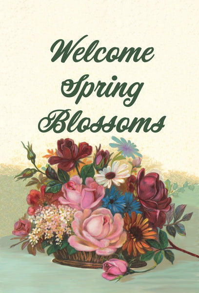 Welcome Garden Flag Vintage Art Spring Blossoms Remastered Enhanced Advertising