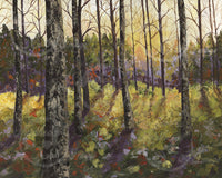 Poster Print Sunset Forest Large 16 x 20  Fine Art PRINT of palette knife painting by Rosie Wylder Free Shipping U.S.