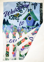 Garden Fence Bird House Flag Yard Art from Artwork by Rosie Wylder