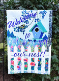 Garden Fence Bird House Flag Yard Art from Artwork by Rosie Wylder