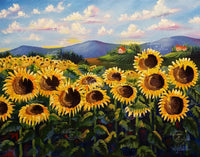 Poster Print Sunflower Fields from painting by Rosie Wylder