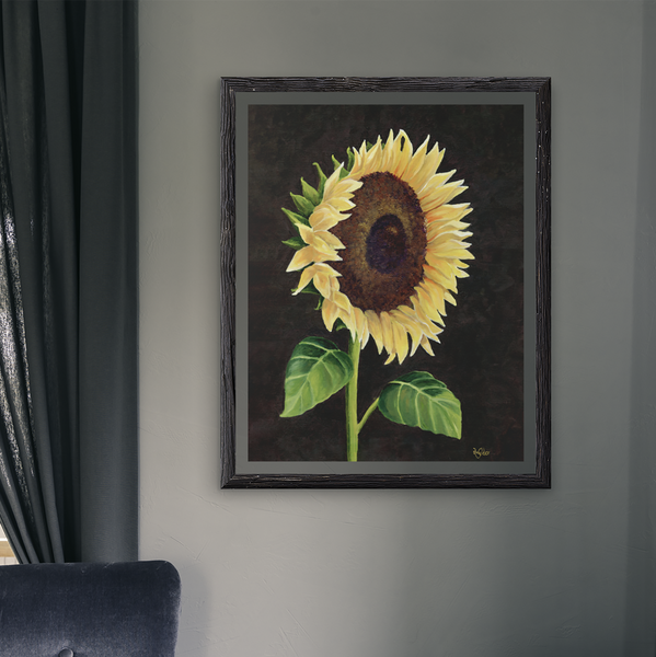 Poster Print Bright Sunny Sunflower Varied Sizes from Original Art Painting by Rosie Wylder